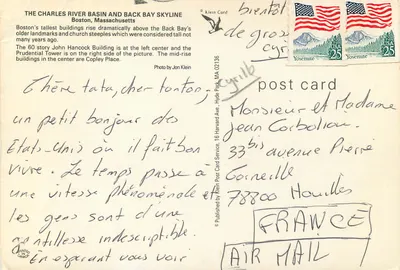 Boston — Charles River Basin — Klein Card n° 02136 — Verso