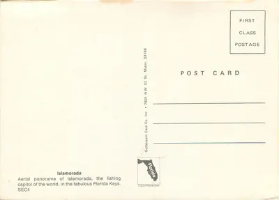 Islamorada — Panorama aéreo — Gulfstream Card Co. Inc. — Verso