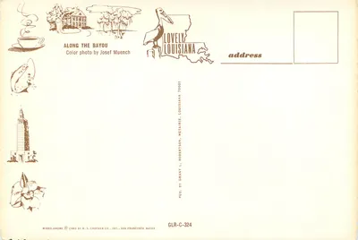 Ao longo do Bayou — Linda Louisiana — editor H. S. Crocker Co., San Francisco — Verso