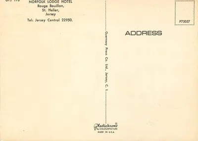 Hotel Norfolk Lodge — Jersey — Guernsey Press Co. Ltd. — Verso