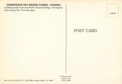 Ponte e Tunel do Chesapeake Bay — vista aérea — Plastichrome — Verso
