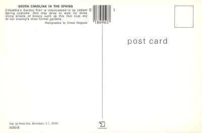 Columbia's Garden Trail — Karolina Południowa wiosną — Wyd. przez Photo Arts, Winnsboro, S.C. 29180 — Rewers