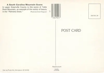Table Rock Mountain — piękne południowe Karoliny — Fotografia Ernesta Fergusona — 2US SC 24 — Rewers