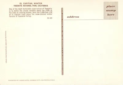 El Capitan, Zima — Park Narodowy Yosemite, Kalifornia — Douglas Crocker Co. Inc. n° CC-60 — Rewers