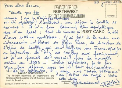 Rodovia florestal — Pacific Northwest Picturcard — editor Smith-Western Co., Tacoma, WA — Verso