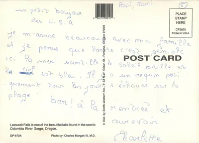 Cachoeira de Latourell — Oregon — editor Smith-Western Inc., n° DP-670A — Verso