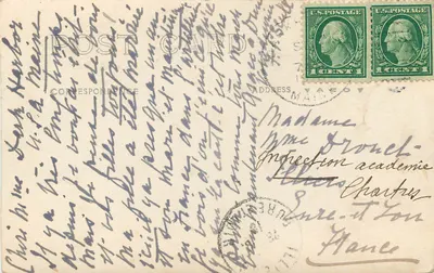 Jogador de golfe em um parque — Maine, Estados Unidos — carta postal — Verso