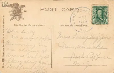 Lake Pavilion, Nolan's Point, Lake Hopatcong, N.J. — vista noturna — Illustrated Postal Card Co. — Verso