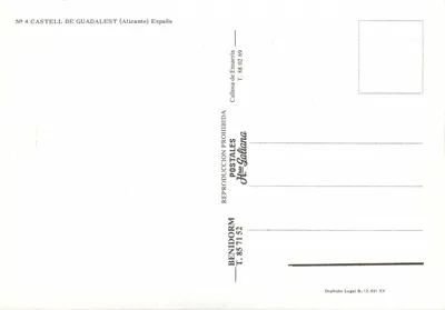 Guadalest — aldeia com crianças em jumento-táxi — editor Benidorm — Verso
