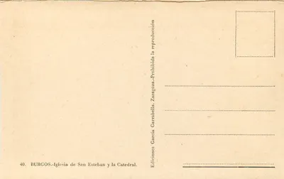 Burgos — Igreja de San Esteban e a Catedral — Ediciones García Carrabilla — Verso