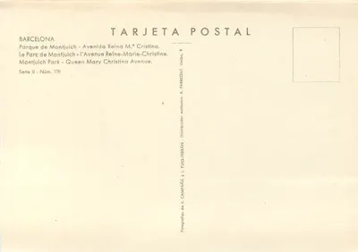 Parc de Montjuïch — Avenue Reina Maria Cristina — A. Campaña y J. Puig-Ferrán, Série II N°109 — Rewers