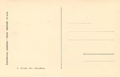 Barcelonie-Tibidabo — widok panoramiczny szczytu z budynkiem i ścieżką — L. Roisín, fot.-Barcelonie — Rewers
