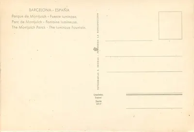 Park Montjuïch — Leuchtende Fontäne — Créaciones Freixas, Serie 5017 — Rückseite