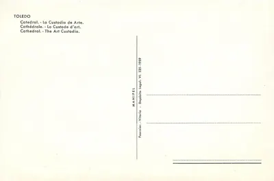 Toledo - Custodia de Arte - Wydawca MANIPEL, nr VI.235 — Rewers