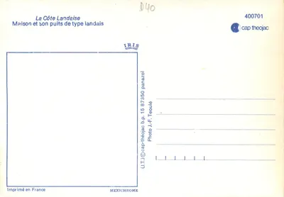 La Côte Landaise — Dom i jego studnia typu landais — IRIS, nr 400701 — Rewers