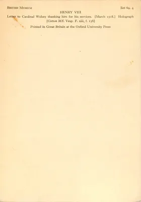List od Henryka VIII do Wolseya — Marzec 1518 — Holograficzny — Cotton MS. Vesp. F. xiii, f. 138 — Rewers