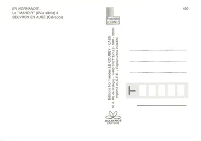 Beuvron en Auge — Château do XVIIº século — Éditions Normandes LE GOUBEY — Verso