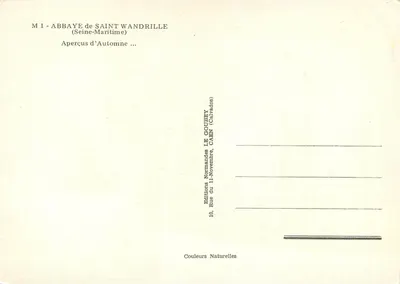 Abadia de Saint-Wandrille — Seine-Maritime — Editora Emy, n° de série M1 — Verso