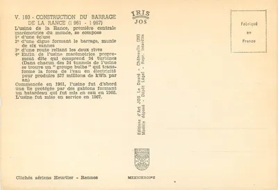 Barragem da Rance — construção 1962-1967 — Editions d'Art IRIS JOS — Verso