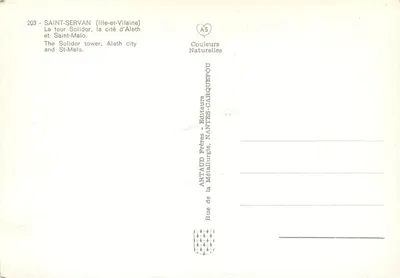 Saint-Servan (Ille-et-Vilaine) — A torre Solidor, a cidade de Aleth e Saint-Malo — ArtAUD Frères, Nantes — Verso