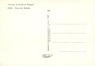 Casa bretona — vista del jardín con mar — Combier Imprimeur Macon — Reverso