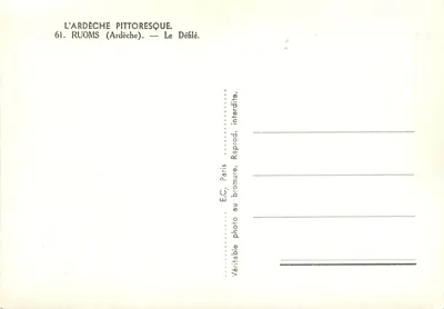 Le Déflé — Ruoms (Ardèche) — E.C. Paris — Verso