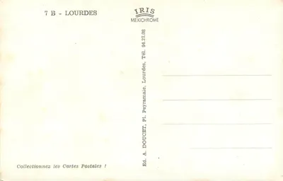 Lourdes — Recuerdo de Lourdes — Ed. A. Doucet, Lourdes — Reverso