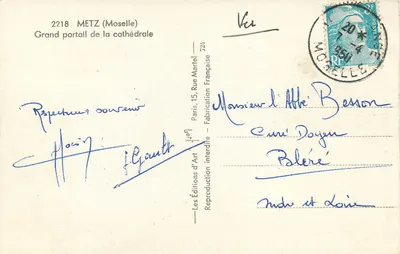 Metz (Mosela) — Duży portal katedry — Les Éditions d'Art, Paryż — Rewers
