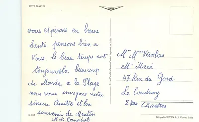 Menton — vista panorâmica e flores — editor Saptica, n° M 184 — Verso