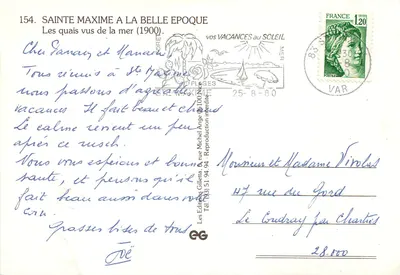 Sainte Maxime (1900) - Widok z morza na nabrzeże — H. Janciel — Rewers