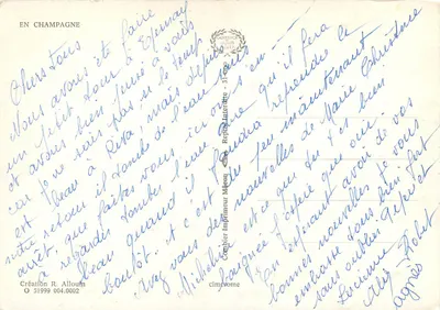 Champagne — Vindas e castelos — Criação R. Allouin — Verso
