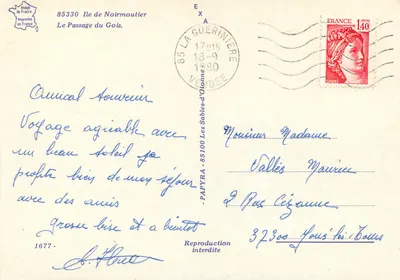 Le Passage du Gois — Wyspa Noirmoutier — Wydane w Francji — Rewers