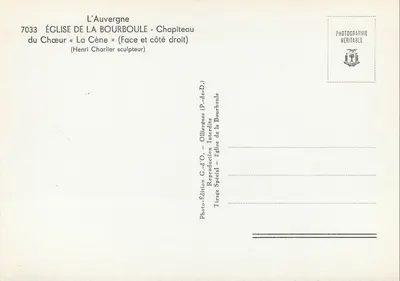 Igreja de La Bourboule — Capitel do Coro « A Ceia » — Henri Charlier escultor — Verso