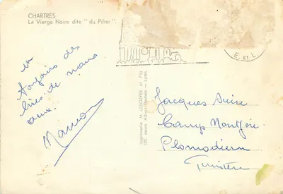 Chartres — Ciemna Panna, zwana 'z Piliera' — Drukarnia M. Lescuyer i Synowie, Lyon — Rewers