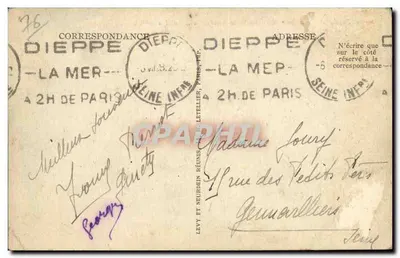 Dieppe — A Estação Marítima e o Navio a Vapor « Arundel » — LL — Verso