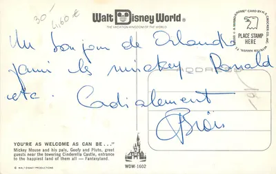 Mickey Mouse, Goofy en Pluto — Walt Disney World — WDW-1602 — Achterkant