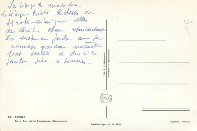 Nuestra Señora de la Esperanza (Macarena) — Sewilla — Wydawca J. L. Buttomonte, nr B-1 — Rewers