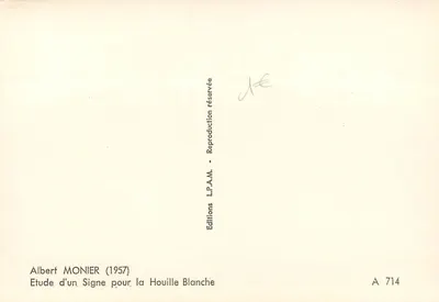 Most Houille Blanche — studium znaku dla Houille Blanche — Albert MONIER (1957) — Rewers