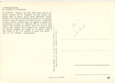 Tarta z cebulą — przepis — Wydawca ESTEL, n° 30.524-W — Rewers