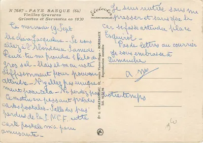 Grisette i służące w 1830 — wydawca N°7687, Prowansja (64) — Rewers
