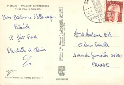 Vieux Puits à OBERNAI — L'Alsace pittoresque — Éditions Hachette — Verso