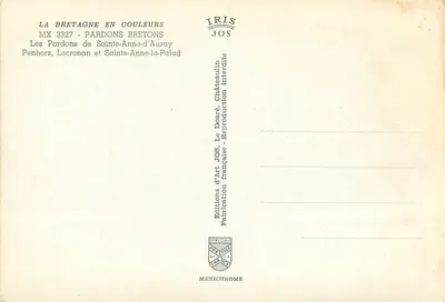 Bretonische Pardons — Pardons von Sainte-Anne-d'Auray, Penhors und Locronan — Rückseite