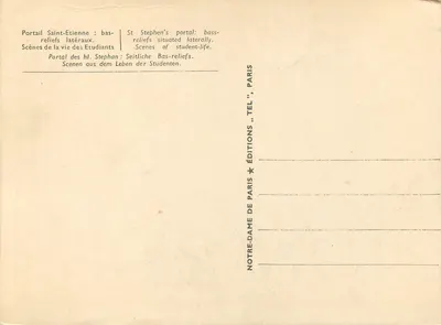 Portał św. Etyena — Sceny z życia studentów — Wydawnictwo Notre-Dame de Paris — Rewers