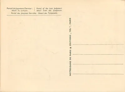 Portal Ostatecznego Sądu — szczegół tymbarku — Éditions Notre-Dame de Paris — Rewers