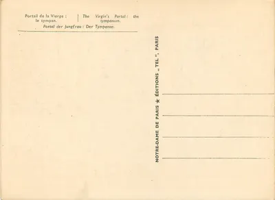 Portal Matki Bożej — tympan katedry Notre-Dame w Paryżu — Éditions « Tel » — Rewers
