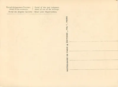 Portal Ostatecznego Sądu — szczegół z łuku — Éditions Notre-Dame de Paris, Paryż — Rewers