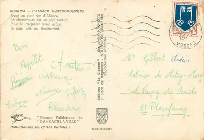 An Alsatian meal — sauerkraut and wine — Hachette editions, series 67.567.251 — Back