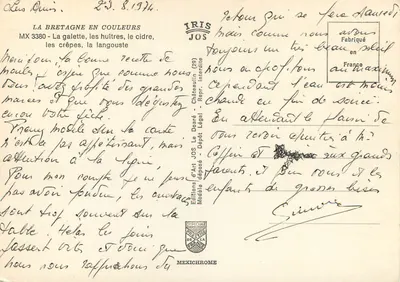 Gastronomia bretona — cidre de Châteaulin, galette, ostras, lagosta — Éditions Iris Jos — Verso