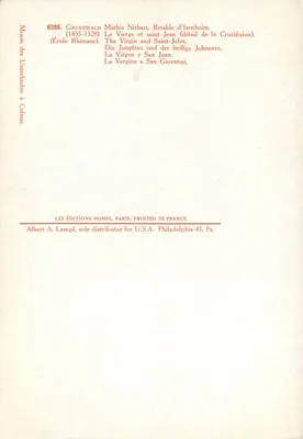 A Virgem e São João — detalhe do retábulo de Isenheim — Grunewald, escola renana (1455-1528) — Verso