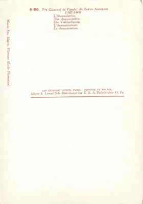 Anuncjacja — Fra Giovanni da Fiesole zwany Beato Angelico (1387-1445) — Les Éditions Nomis, Paryż — Rewers